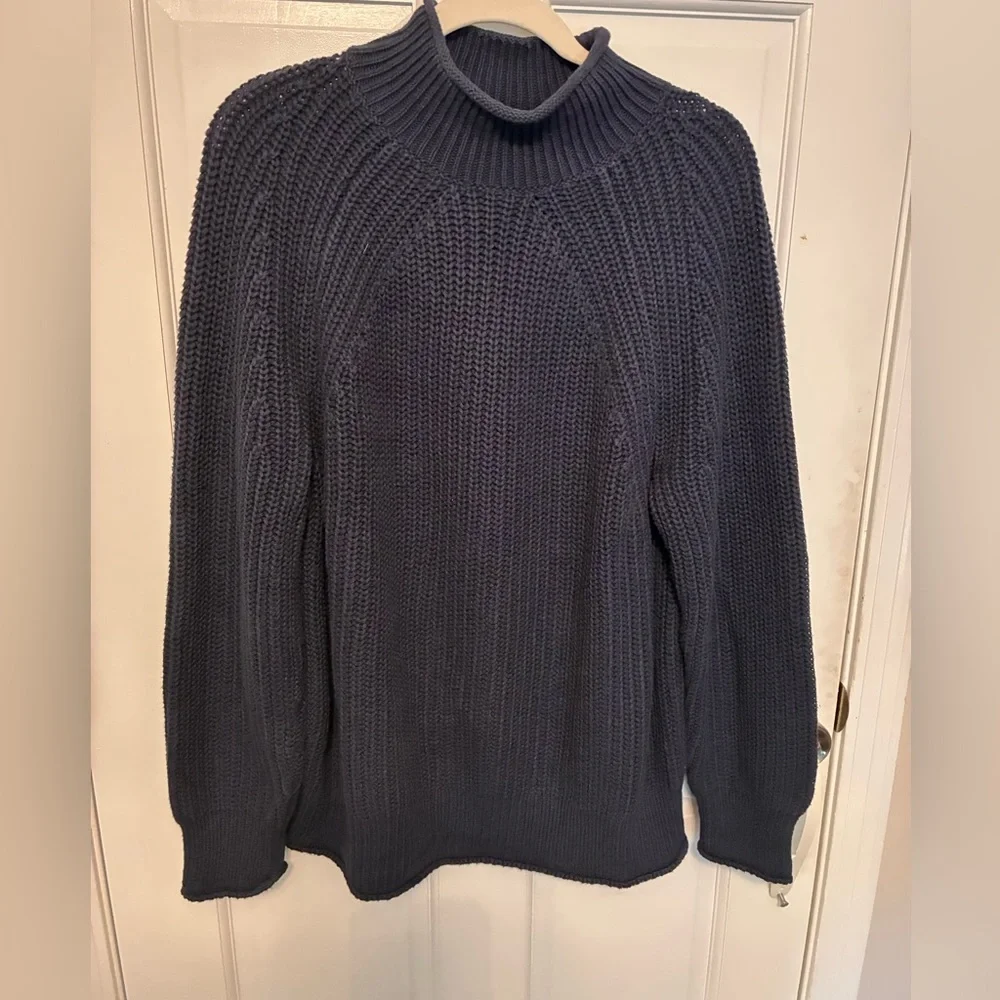 J. Crew Navy Ribbed Mock Neck Sweater